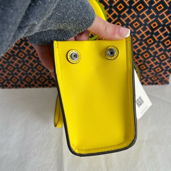 Tory Burch Mini Ella Bio Tote Bag Crossbody Bag Gorse Silver Yellow - Picture 4 of 13